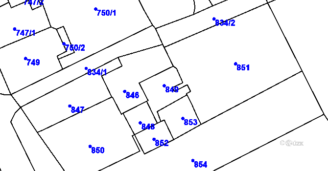Parcela st. 849 v KÚ Návsí, Katastrální mapa