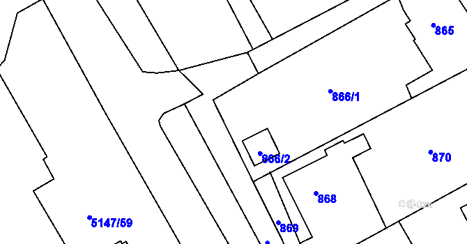 Parcela st. 867/1 v KÚ Návsí, Katastrální mapa