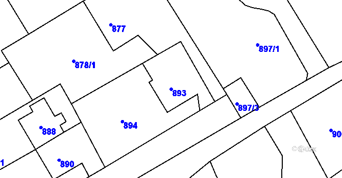 Parcela st. 893 v KÚ Návsí, Katastrální mapa