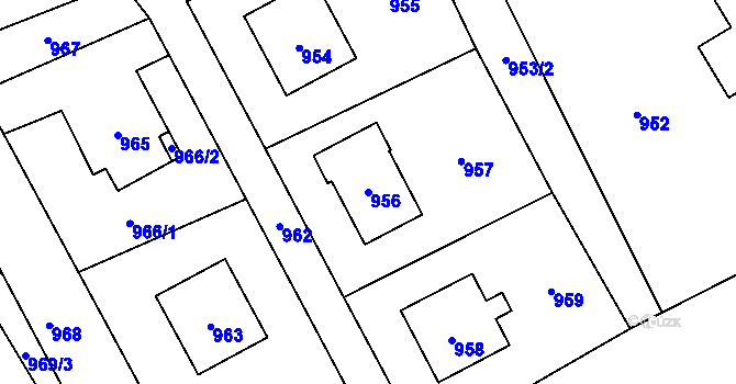 Parcela st. 956 v KÚ Návsí, Katastrální mapa