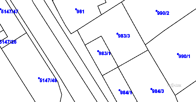 Parcela st. 983/1 v KÚ Návsí, Katastrální mapa
