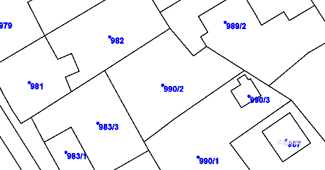 Parcela st. 990/2 v KÚ Návsí, Katastrální mapa