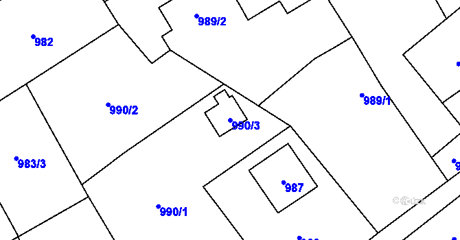 Parcela st. 990/3 v KÚ Návsí, Katastrální mapa