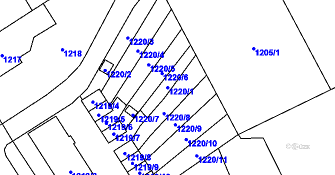Parcela st. 1220/1 v KÚ Návsí, Katastrální mapa
