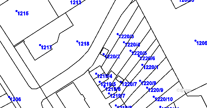 Parcela st. 1220/2 v KÚ Návsí, Katastrální mapa