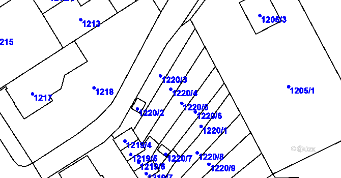 Parcela st. 1220/4 v KÚ Návsí, Katastrální mapa