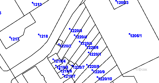 Parcela st. 1220/5 v KÚ Návsí, Katastrální mapa