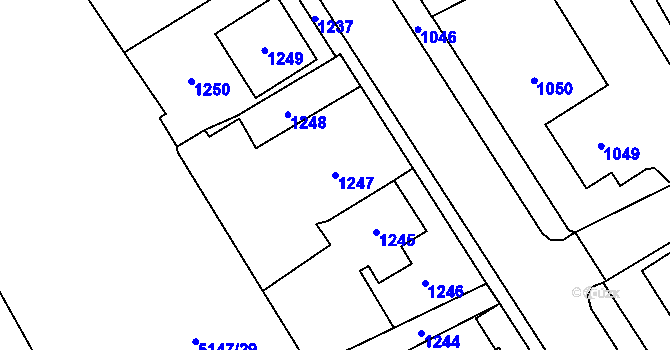 Parcela st. 1247 v KÚ Návsí, Katastrální mapa