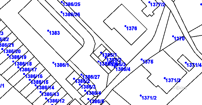 Parcela st. 1385/1 v KÚ Návsí, Katastrální mapa