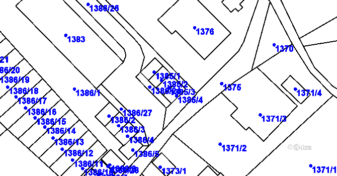 Parcela st. 1385/3 v KÚ Návsí, Katastrální mapa