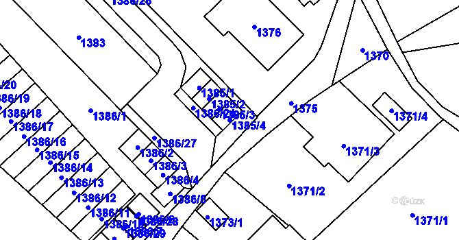 Parcela st. 1385/4 v KÚ Návsí, Katastrální mapa