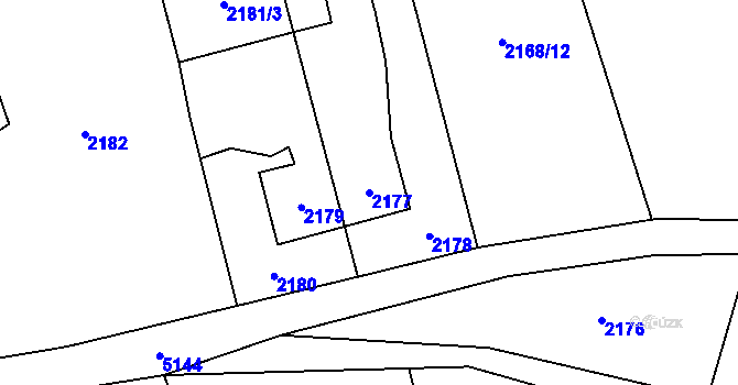 Parcela st. 2177 v KÚ Návsí, Katastrální mapa