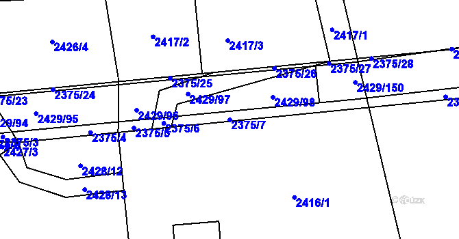 Parcela st. 2375/7 v KÚ Návsí, Katastrální mapa