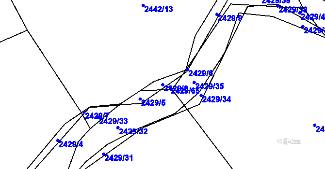 Parcela st. 2429/8 v KÚ Návsí, Katastrální mapa