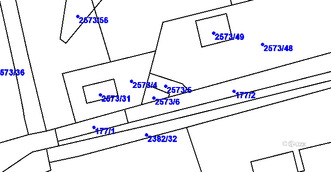 Parcela st. 2573/5 v KÚ Návsí, Katastrální mapa