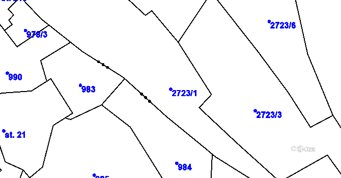 Parcela st. 2723/1 v KÚ Návsí, Katastrální mapa