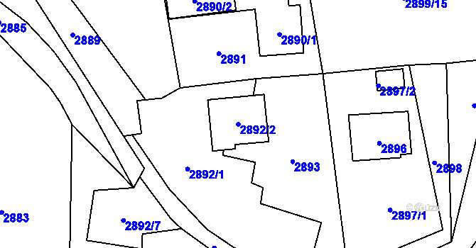 Parcela st. 2892/2 v KÚ Návsí, Katastrální mapa