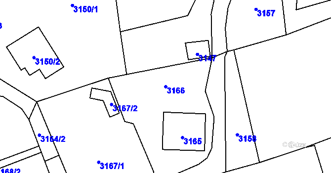 Parcela st. 3166 v KÚ Návsí, Katastrální mapa