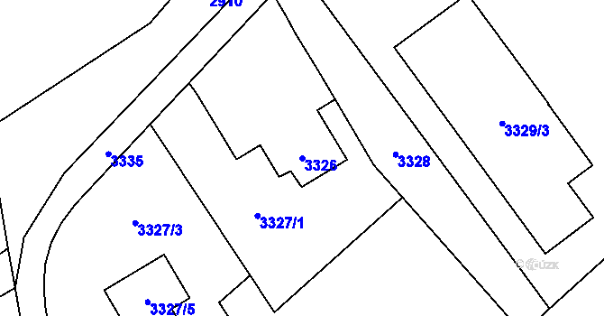Parcela st. 3326 v KÚ Návsí, Katastrální mapa