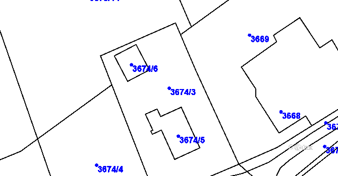Parcela st. 3674/3 v KÚ Návsí, Katastrální mapa
