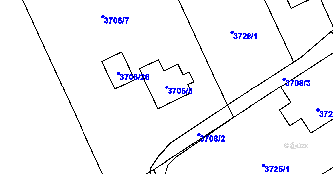 Parcela st. 3706/8 v KÚ Návsí, Katastrální mapa