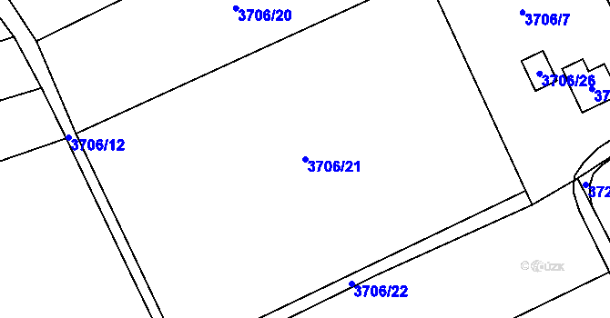 Parcela st. 3706/21 v KÚ Návsí, Katastrální mapa