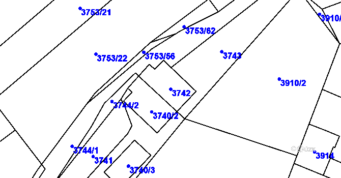 Parcela st. 3742 v KÚ Návsí, Katastrální mapa