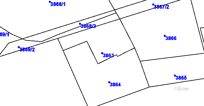 Parcela st. 3863 v KÚ Návsí, Katastrální mapa