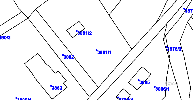 Parcela st. 3881/1 v KÚ Návsí, Katastrální mapa