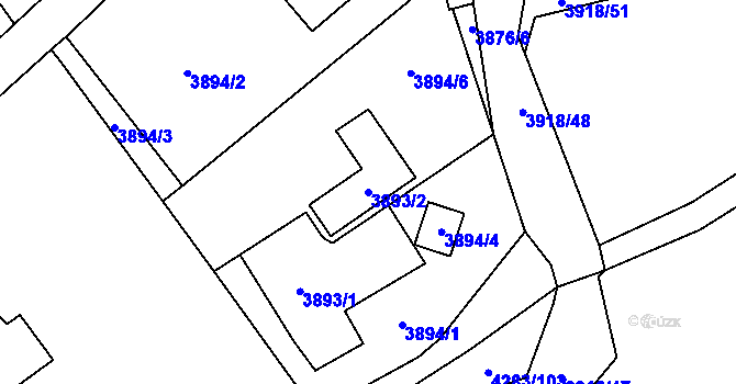 Parcela st. 3893/2 v KÚ Návsí, Katastrální mapa
