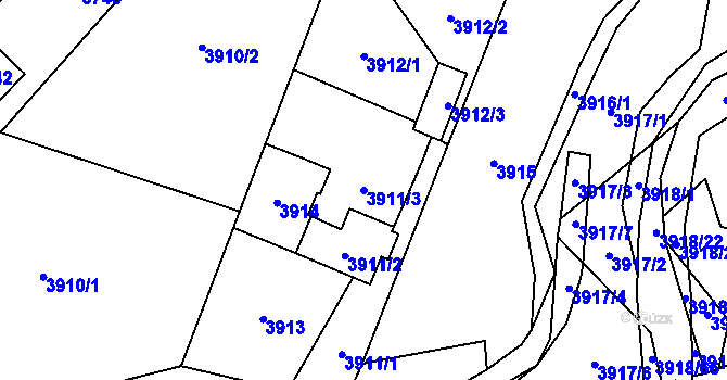 Parcela st. 3911/3 v KÚ Návsí, Katastrální mapa