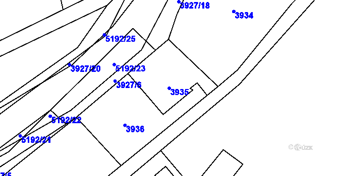 Parcela st. 3935 v KÚ Návsí, Katastrální mapa