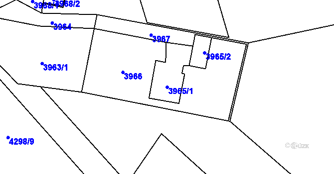 Parcela st. 3965/1 v KÚ Návsí, Katastrální mapa