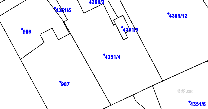 Parcela st. 4351/4 v KÚ Návsí, Katastrální mapa