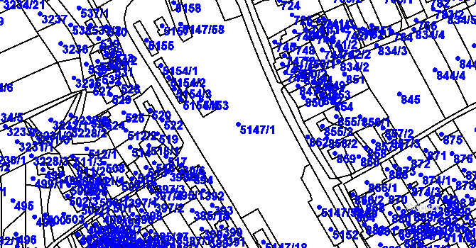 Parcela st. 5147/1 v KÚ Návsí, Katastrální mapa