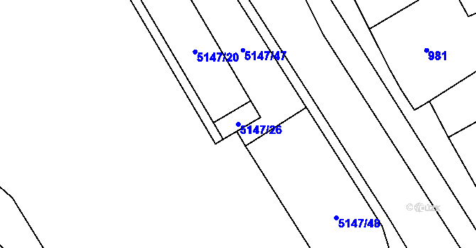 Parcela st. 5147/26 v KÚ Návsí, Katastrální mapa