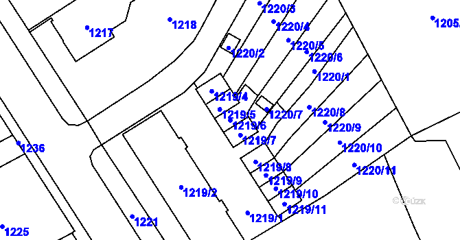 Parcela st. 1219/6 v KÚ Návsí, Katastrální mapa