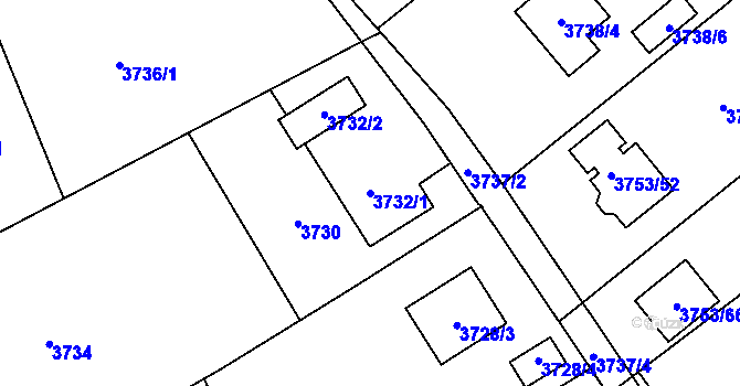Parcela st. 3732/1 v KÚ Návsí, Katastrální mapa