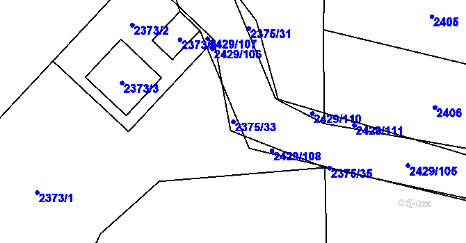 Parcela st. 2375/33 v KÚ Návsí, Katastrální mapa