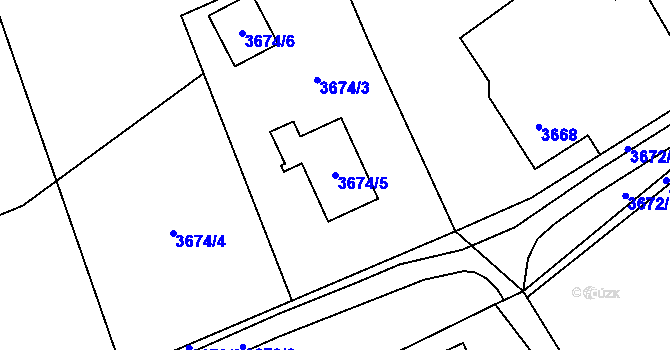 Parcela st. 3674/5 v KÚ Návsí, Katastrální mapa