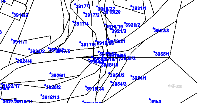 Parcela st. 3918/64 v KÚ Návsí, Katastrální mapa