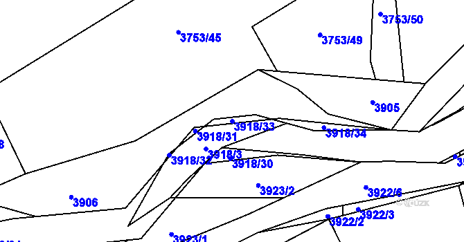 Parcela st. 3918/33 v KÚ Návsí, Katastrální mapa