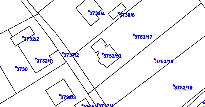 Parcela st. 3753/52 v KÚ Návsí, Katastrální mapa