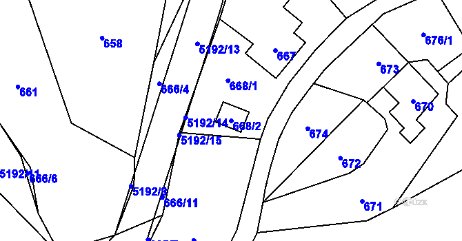 Parcela st. 668/2 v KÚ Návsí, Katastrální mapa