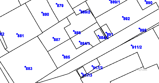 Parcela st. 884/1 v KÚ Návsí, Katastrální mapa