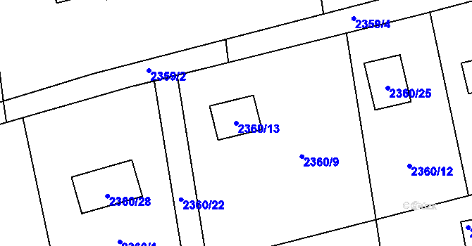 Parcela st. 2360/13 v KÚ Návsí, Katastrální mapa
