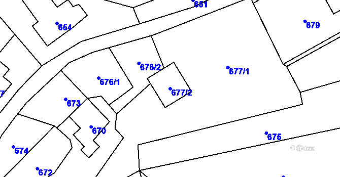 Parcela st. 677/2 v KÚ Návsí, Katastrální mapa