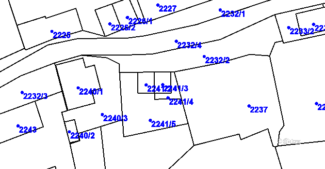 Parcela st. 2241/3 v KÚ Návsí, Katastrální mapa