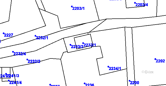 Parcela st. 2233/1 v KÚ Návsí, Katastrální mapa