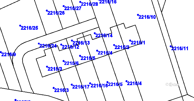 Parcela st. 2215/4 v KÚ Návsí, Katastrální mapa